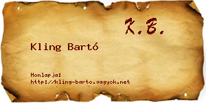 Kling Bartó névjegykártya